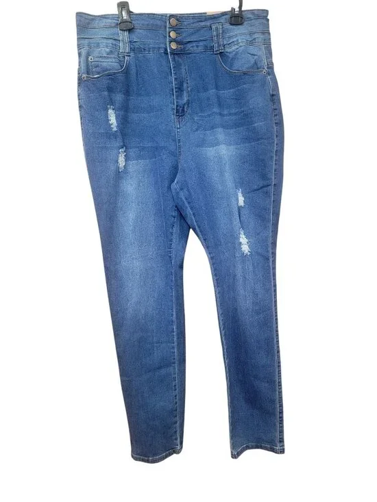 Women's High-Waisted Distressed Skinny Jeans Size 16 by Blue Turtle - Picture 2 of 12